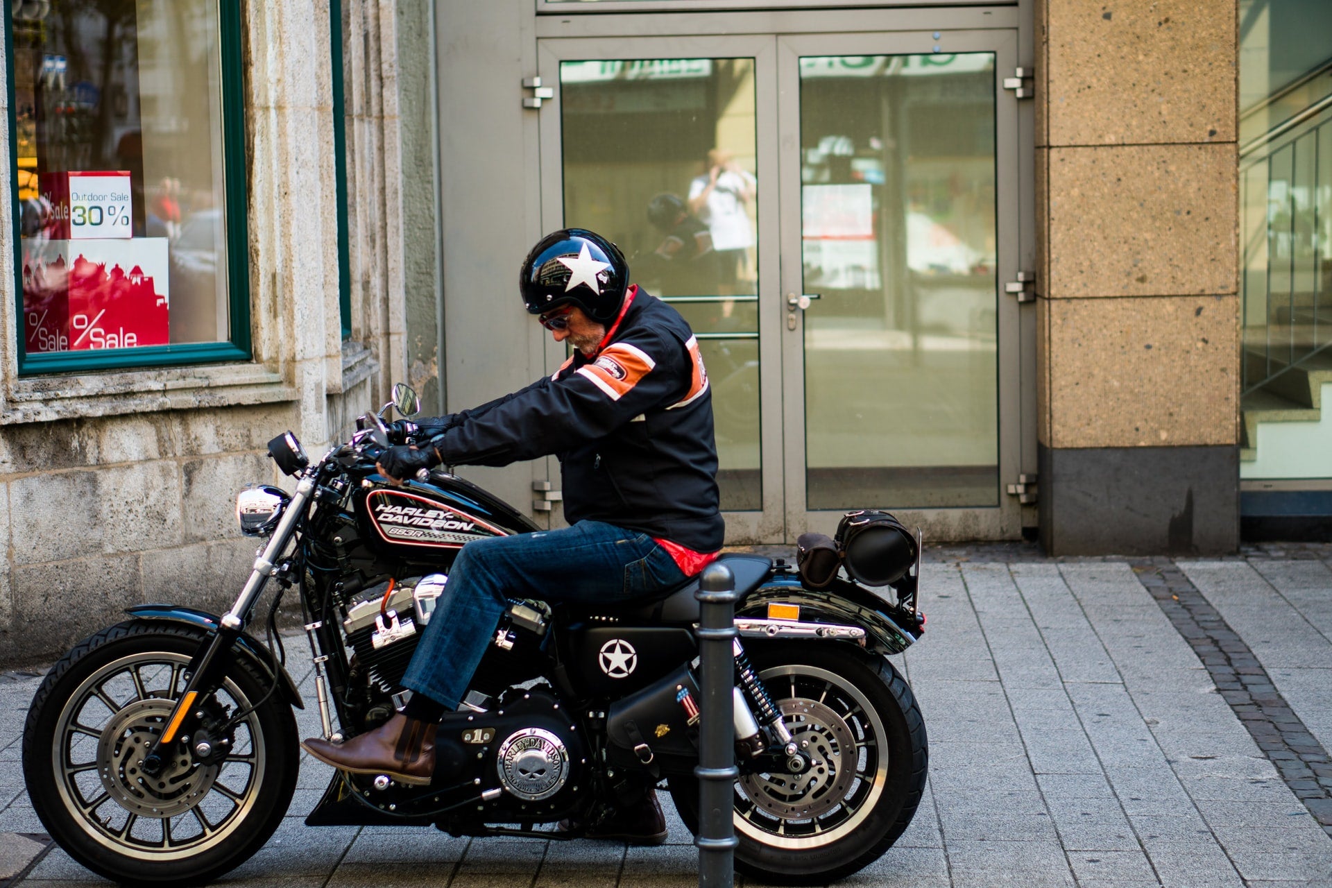 wearing motorcycle jacket