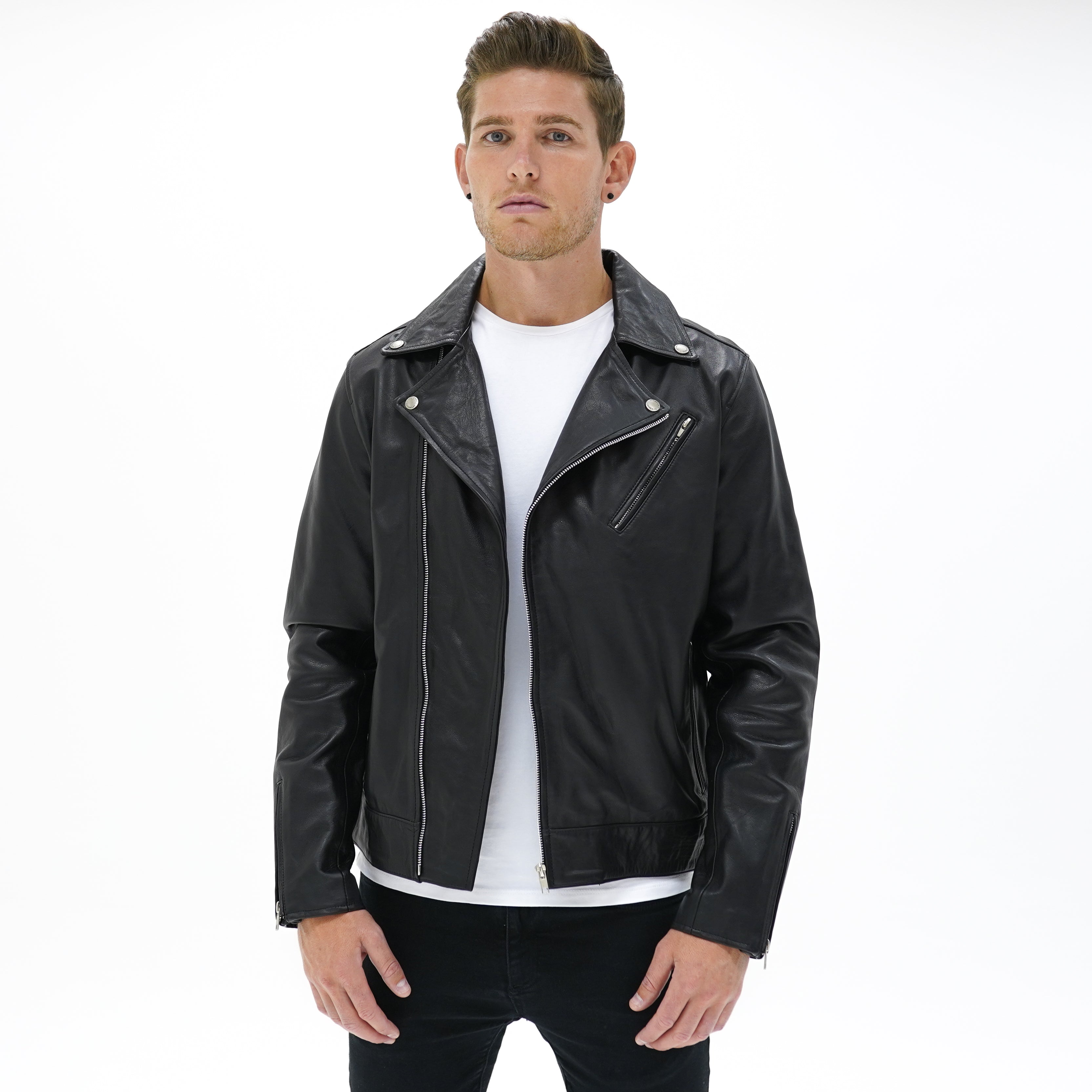 Vantage Biker Jacket - Black - CAMOKAZI