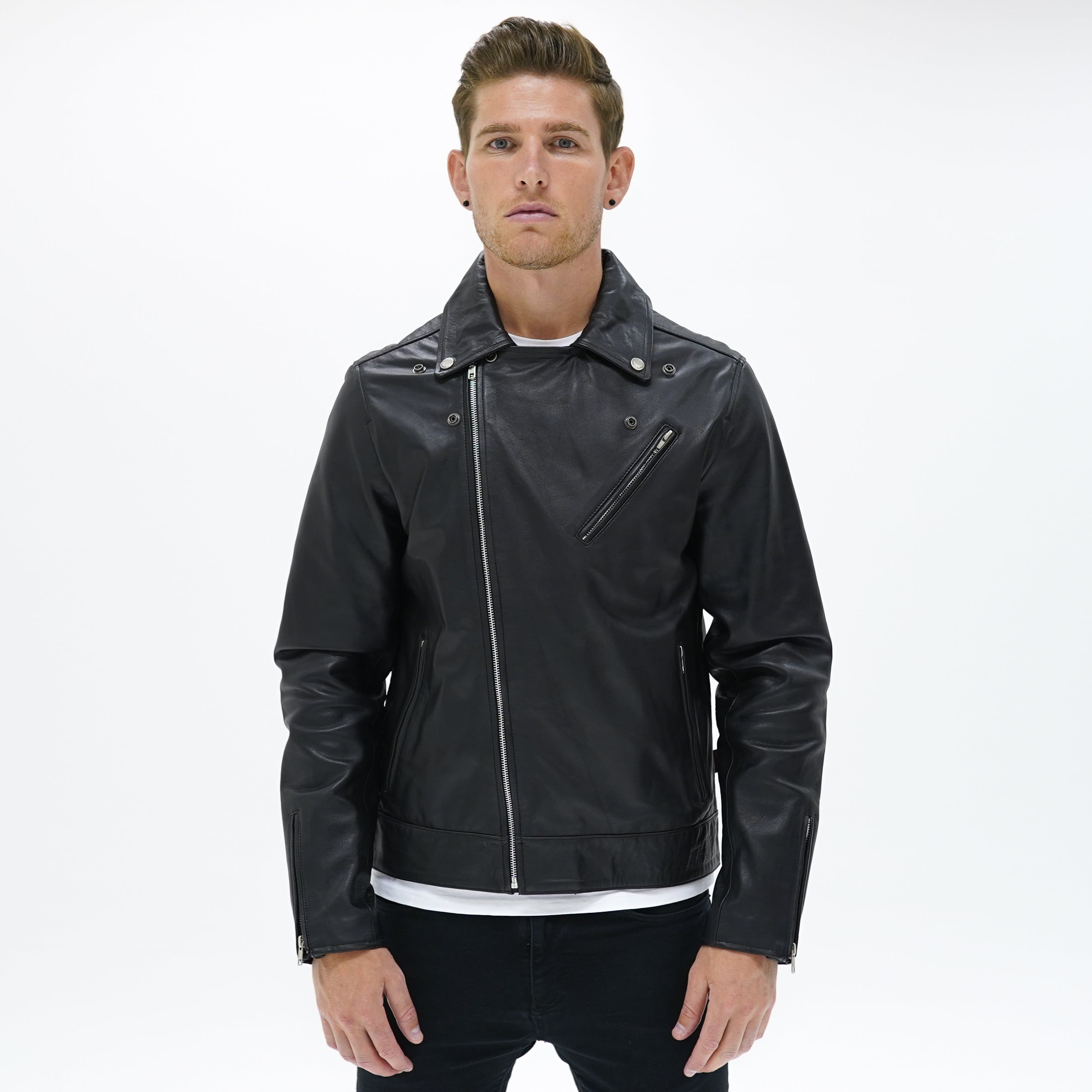 Vantage Biker Jacket - Black - CAMOKAZI