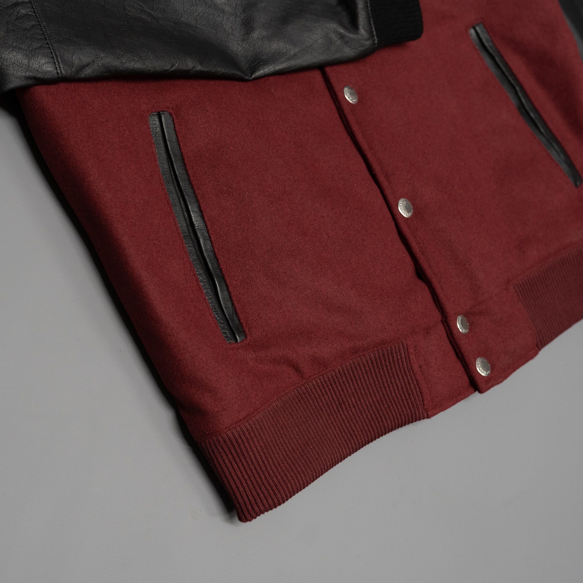 Leather Varsity jacket mens maroon CAMOKAZI