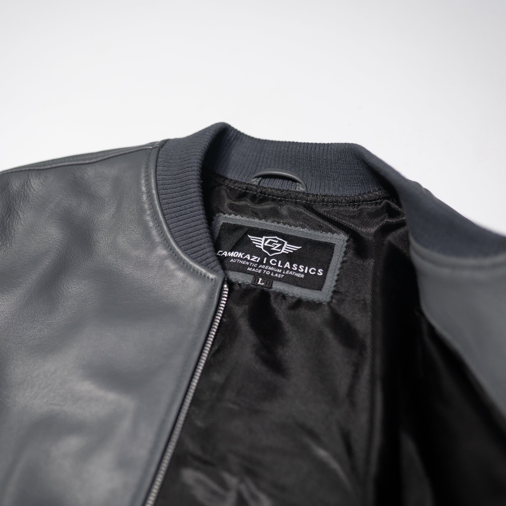 Victory Leather Bomber Jacket - Grey