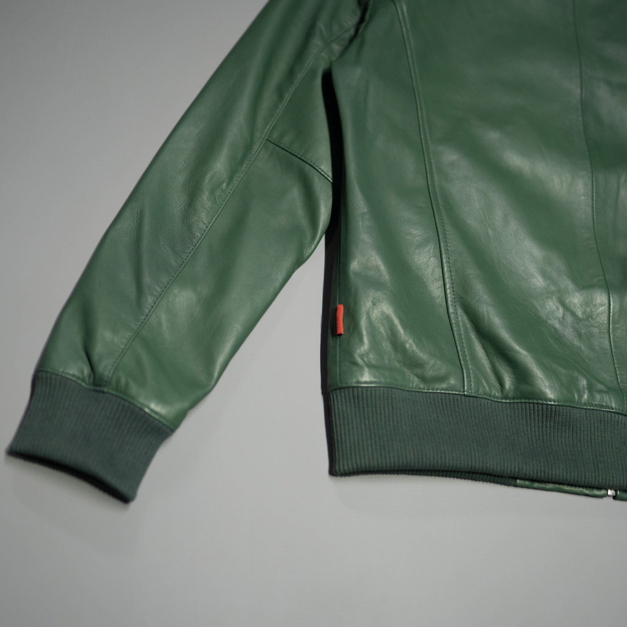 Olive green leather bomber jacket CAMOKAZI