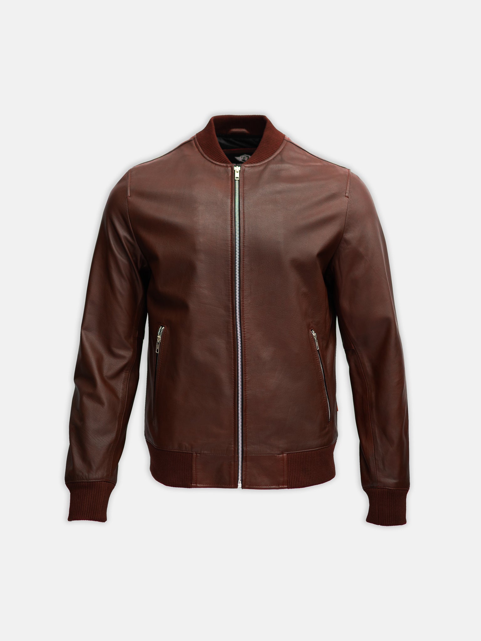 burgundy leather bomber jacket