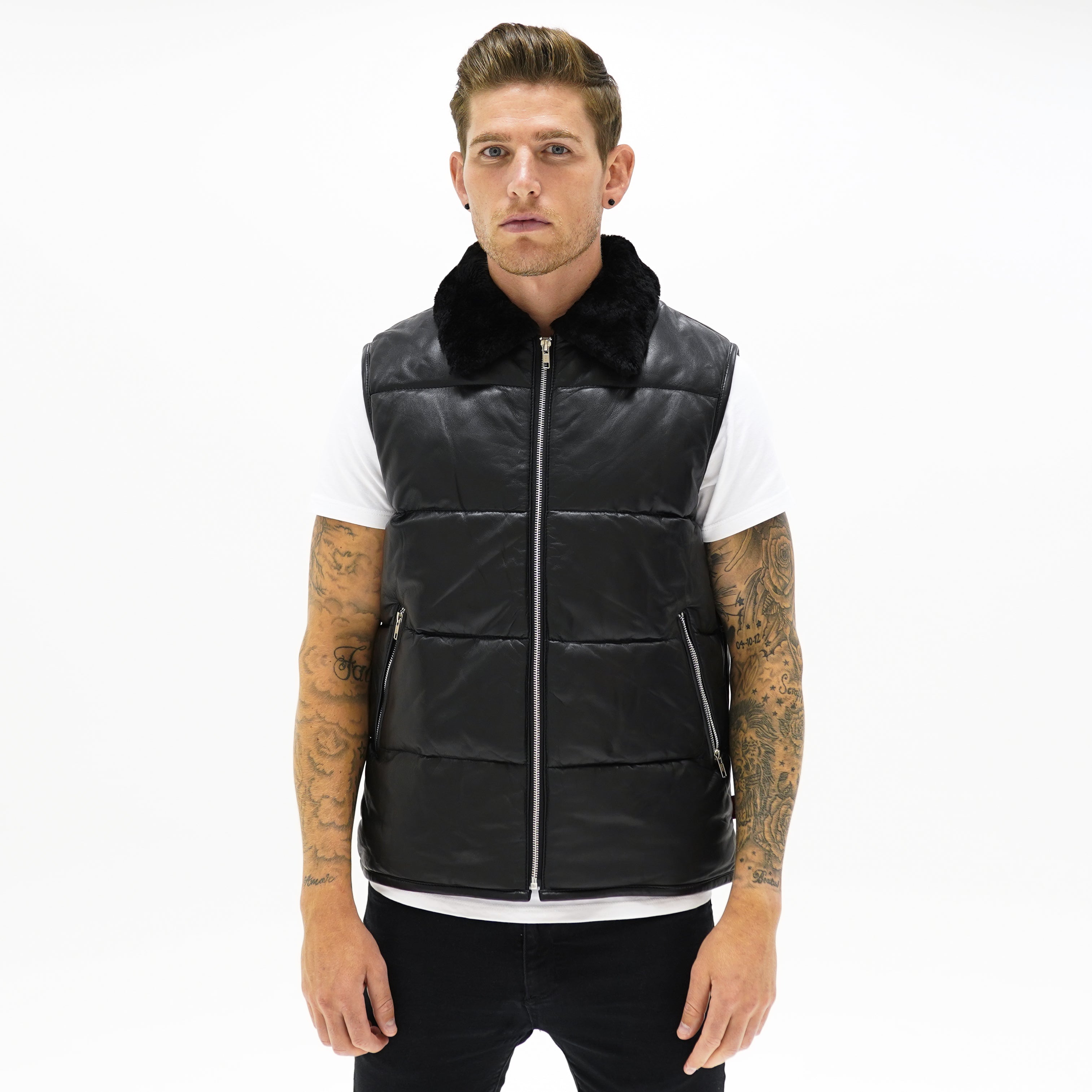 Vanquish Black Leather Gilet