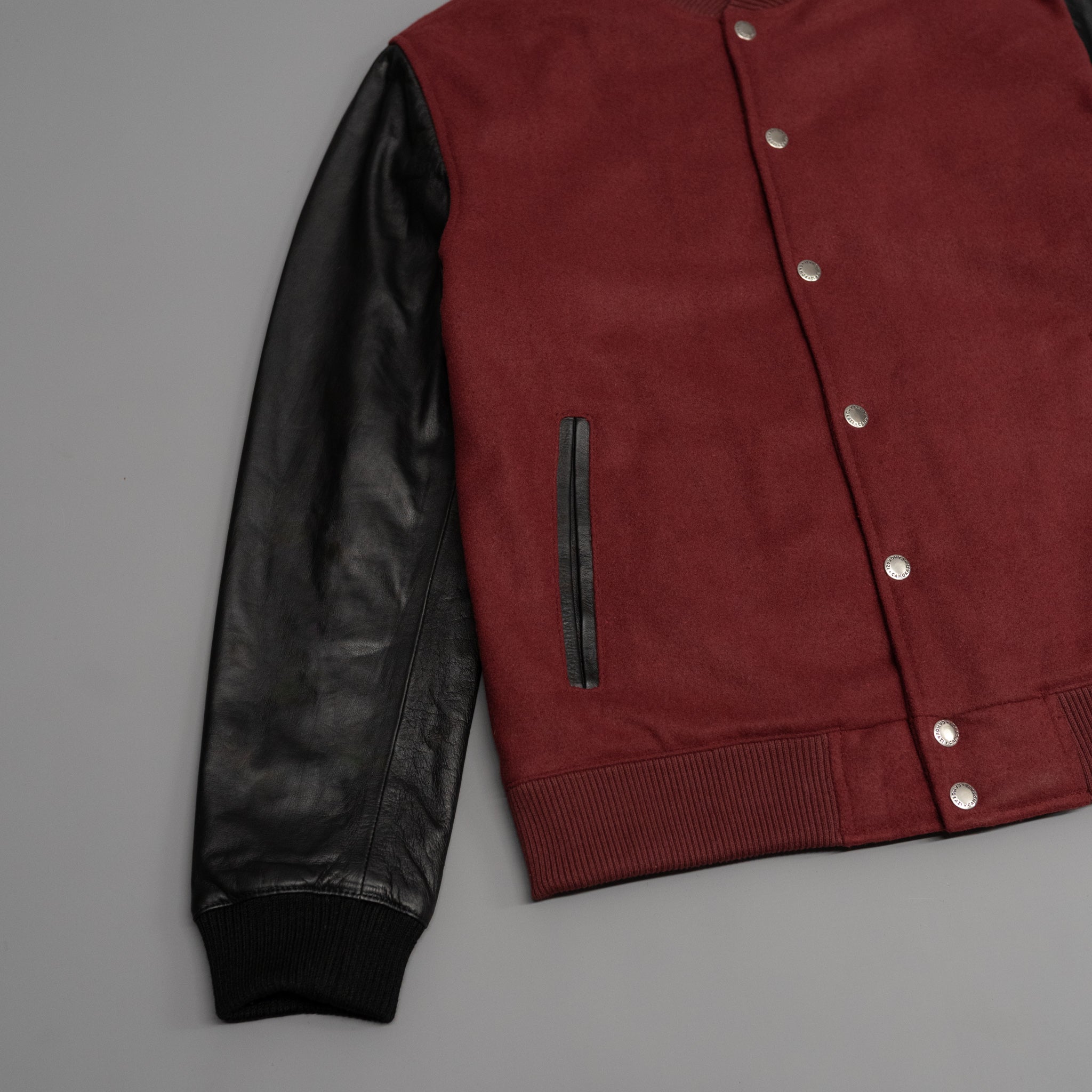 Leather Varsity jacket mens maroon CAMOKAZI