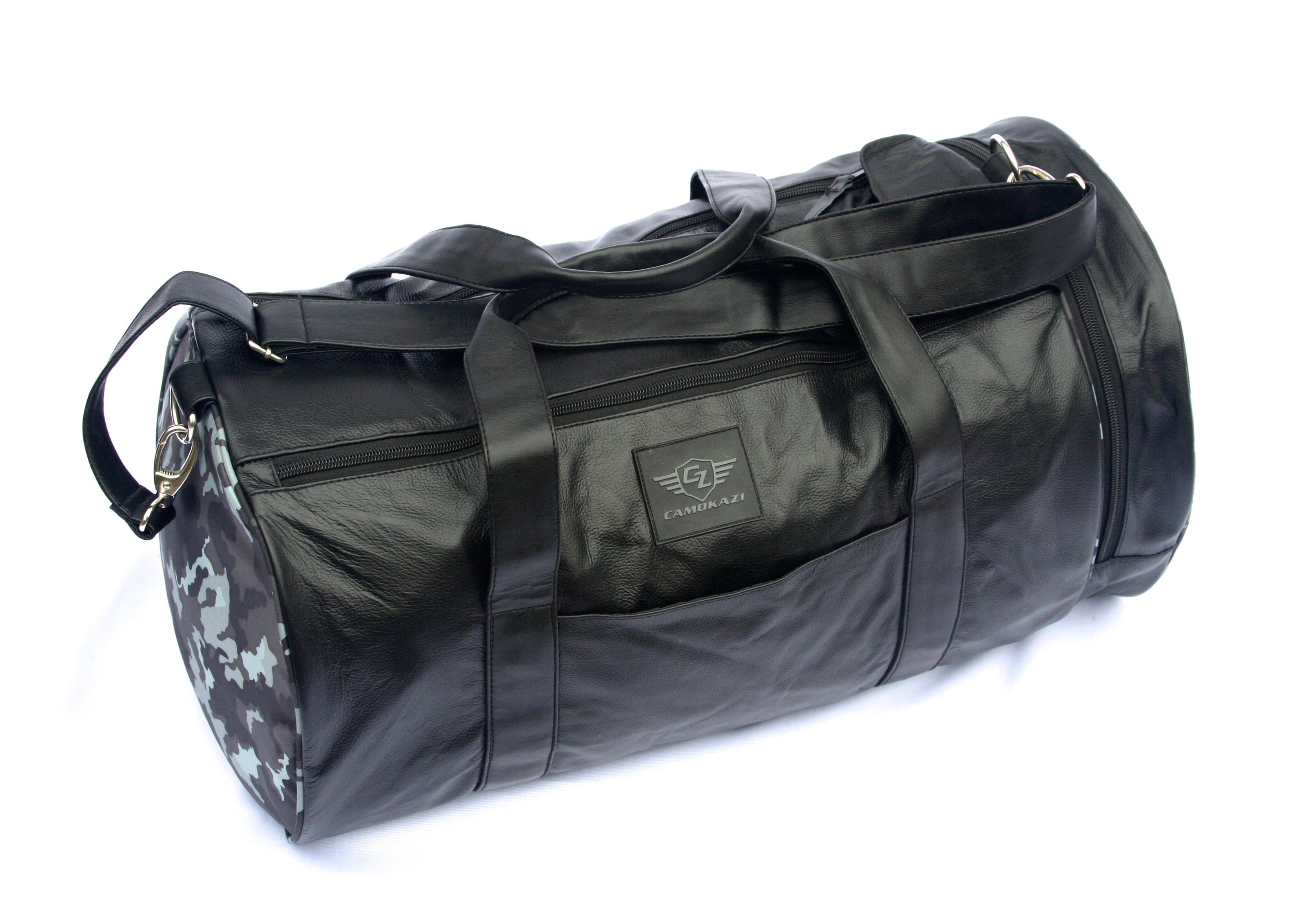 Black Leather Duffel Bag - CAMOKAZI