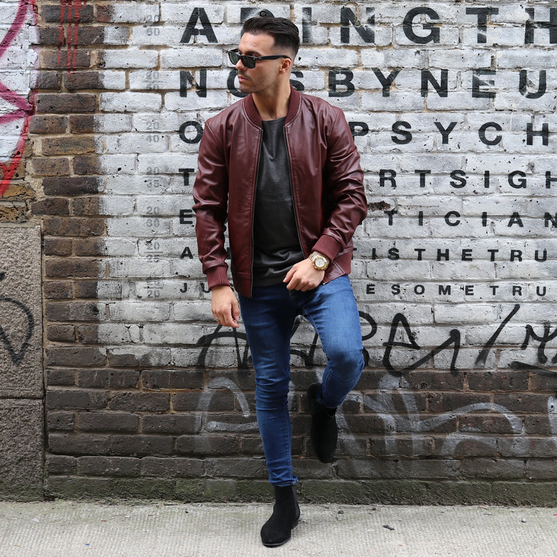 Cosiani Burgundy Gradient Leather Jacket