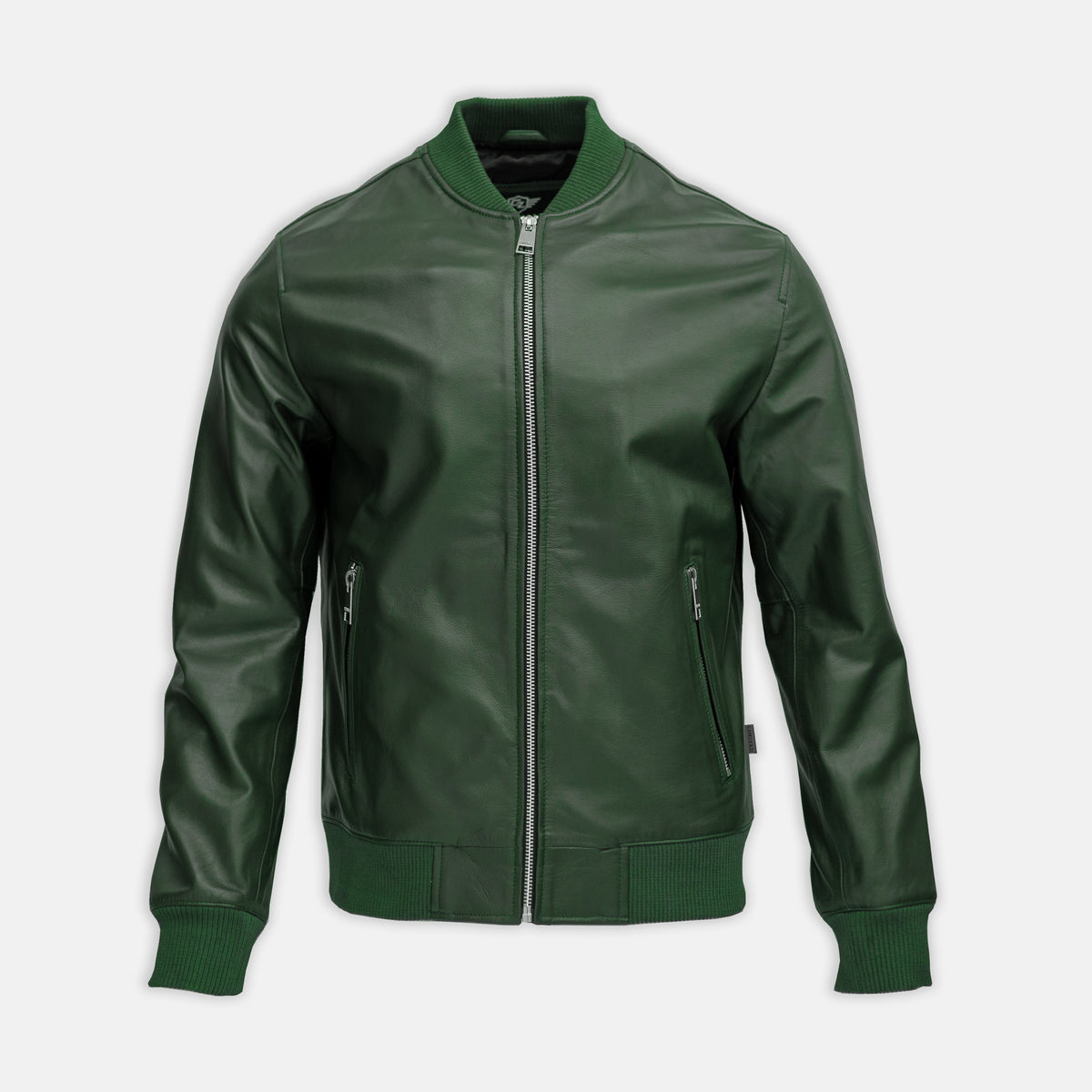 Olive Green Victory Leather Bomber Jacket CAMOKAZI