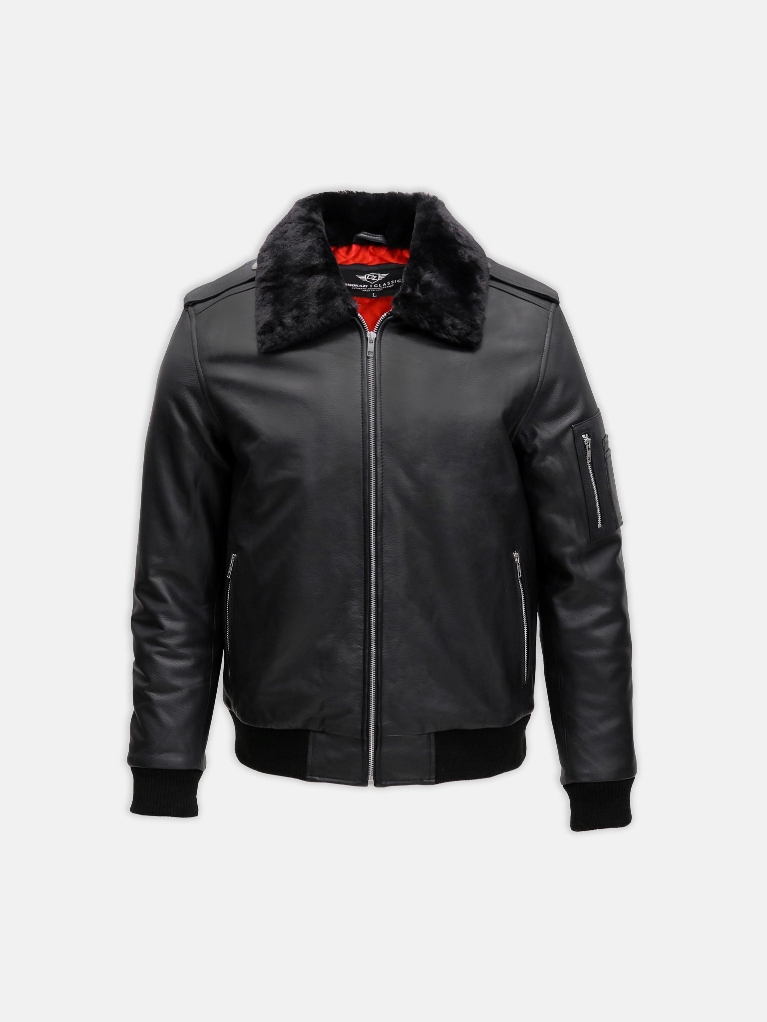 Leather aviator flight jacket